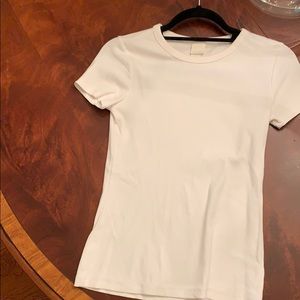 H & M Ribbed White Basic White TShirt